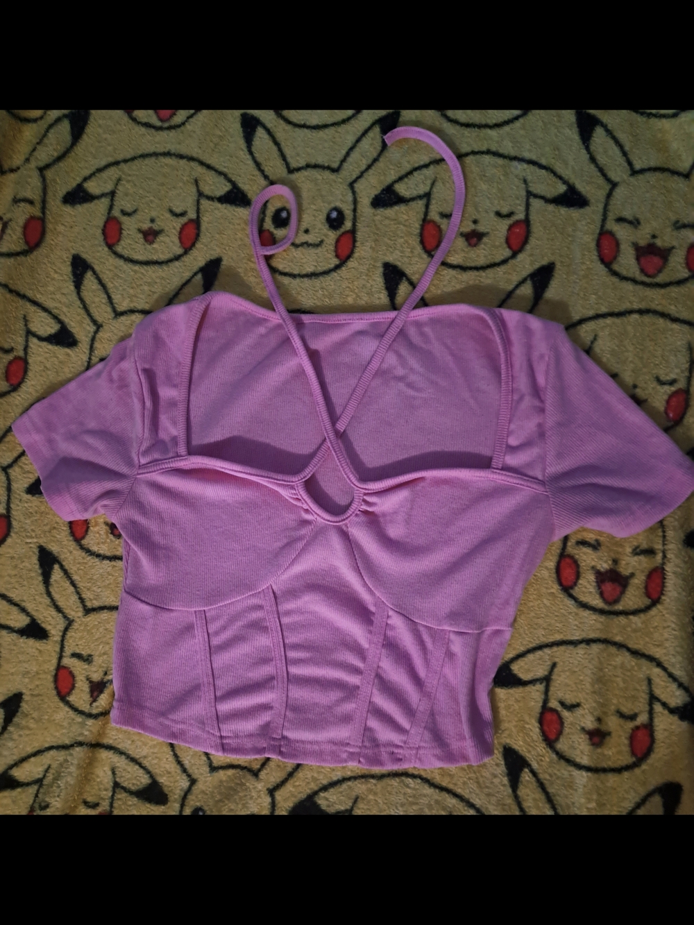 Bubblegum Pink Cutout Bustier Crop Top with Straps - Women